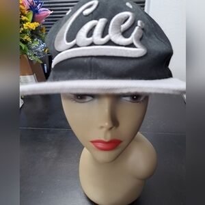 Cali Embroidered Black & Gray Snapback Cap